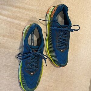 Hoka men’s  12.5 one one blue green orange excellent condition shoes